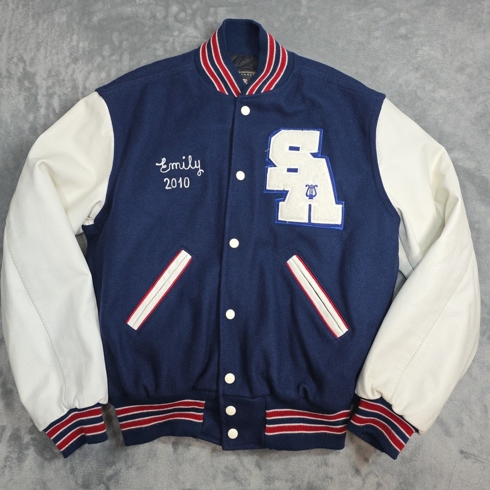 Varsity Jacket‎ Women's Size US S Red White Blue VGC Wool Blend Made In The USA